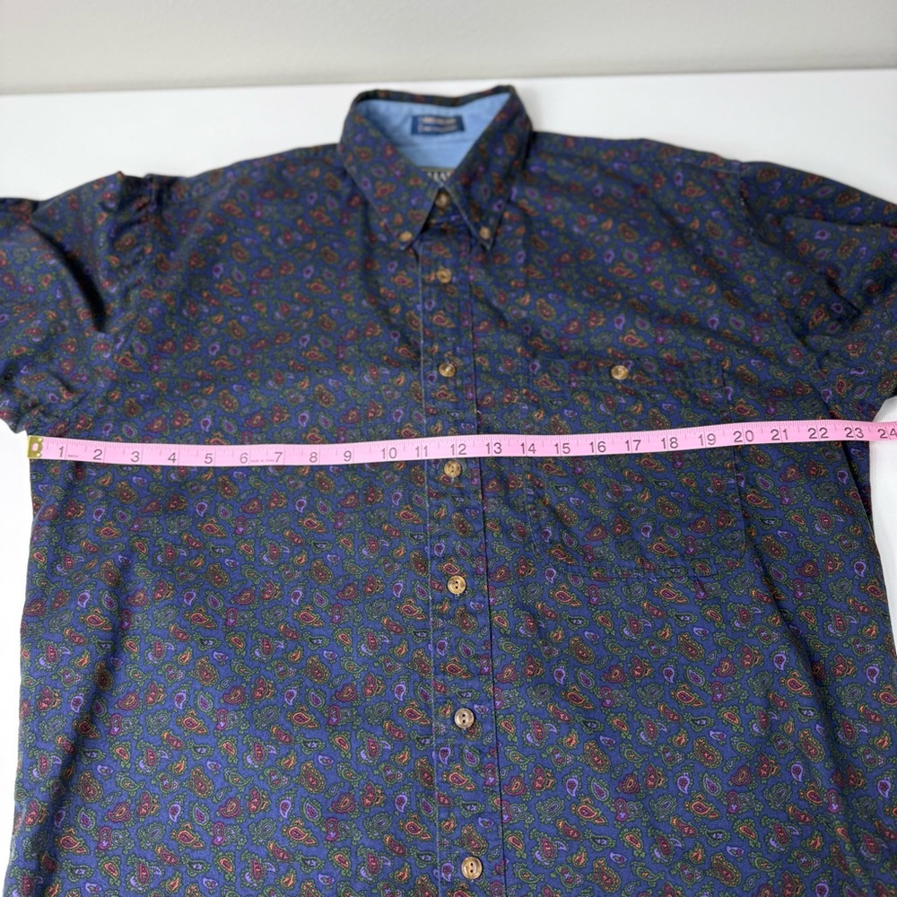 Vintage Chaps Ralph Lauren Blue Paisley‎ Button Down Shirt Men's Size Medium - Picture 5 of 8